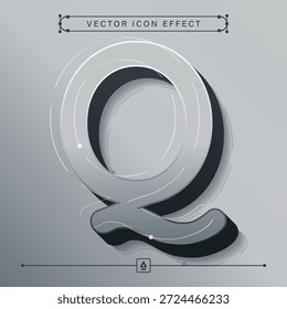 Icono de Q gris techno 3D futurista con diseño de Vector moderno para negocios digitales e interfaz de hotel
