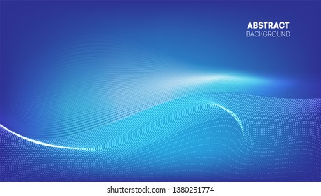 Futuristic 3d wave vector illustration. Technology concept for landing page or presentation. Big data blue vector background. 