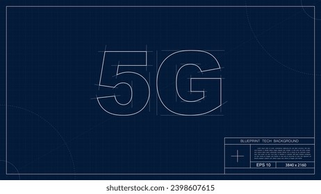Futuristic 5G illustration background with blueprint style. making it perfect for 5G-related projects, technology visuals, and presentations.