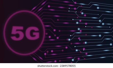 Futuristische 5G-Illustration, Hintergrund. perfekt für 5G-Projekte, Technologievisuals und Präsentationen.