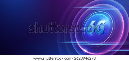 Futuristic 6G technology concept with glowing circular waves