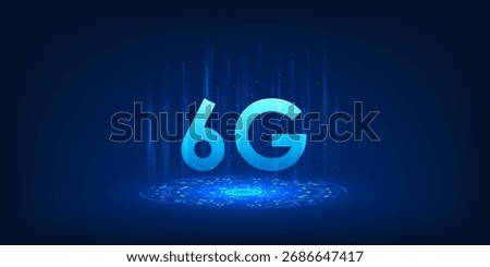 Futuristic 6G technology concept with glowing tech circle below, symbolizing ultra-fast communication, IoT connectivity, and advanced digital networks.