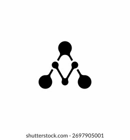 Símbolo binário 'A' futurista ou ícone de molécula. Representa conexão, rede de dados e análise avançada. Ideal para IA, biotecnologia ou TI.