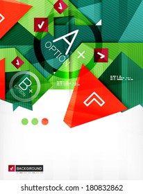 Composición infográfica 3d abstracta futurista. Formas geométricas de papel con opciones y espacio para el texto. Se puede utilizar para banners web, materiales impresos, presentaciones de negocios