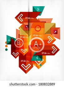 Futuristic abstract 3d infographic composition. Paper geometric shapes with options and space for text. Can be used for web banners, printed materials, business presentations