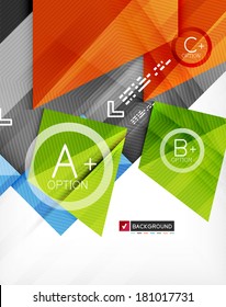 Composición infográfica 3d abstracta futurista. Formas geométricas de papel con opciones y espacio para el texto. Se puede utilizar para banners web, materiales impresos, presentaciones de negocios