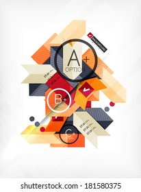 Futuristic abstract 3d infographic composition. Paper geometric shapes with options and space for text. Can be used for web banners, printed materials, business presentations