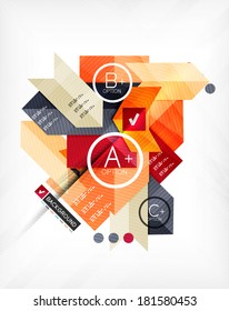 Futuristic abstract 3d infographic composition. Paper geometric shapes with options and space for text. Can be used for web banners, printed materials, business presentations