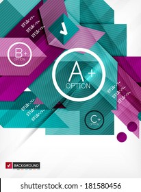 Futuristic abstract 3d infographic composition. Paper geometric shapes with options and space for text. Can be used for web banners, printed materials, business presentations