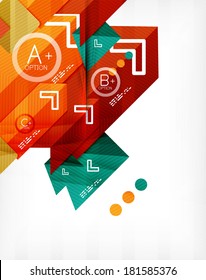 Futuristic abstract 3d infographic composition. Paper geometric shapes with options and space for text. Can be used for web banners, printed materials, business presentations