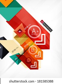 Futuristic abstract 3d infographic composition. Paper geometric shapes with options and space for text. Can be used for web banners, printed materials, business presentations