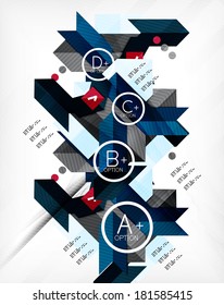 Futuristic abstract 3d infographic composition. Paper geometric shapes with options and space for text. Can be used for web banners, printed materials, business presentations