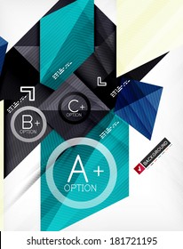 Futuristic abstract 3d infographic composition. Paper geometric shapes with options and space for text. Can be used for web banners, printed materials, business presentations