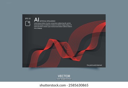 Futuristic Abstract AI Background with Dynamic Wave Design. Innovative AI Design with Abstract Wave Geometry
