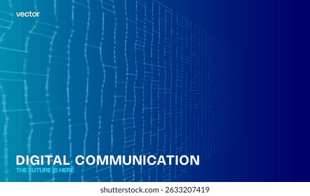 Concepto de cuadrícula de fondo azul de aire abstracto futurista. Fondo de red de comunicación y tecnología con líneas y puntos deformes