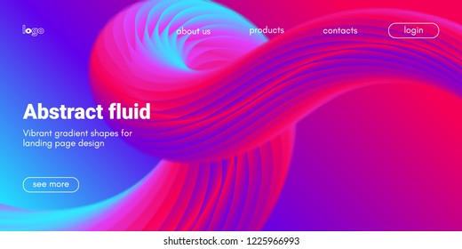 Futuristic Abstract Background. 3d Fluid Shape Illustration. Landing Page Abstract Template. Color Liquid Form Movement. Web Site Concept. Abstract Background with Vibrant Gradient and Light Effect.