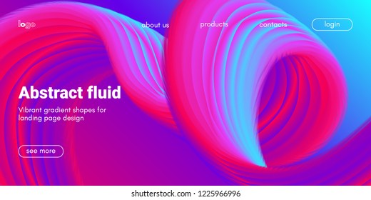 Futuristic Abstract Background. 3d Fluid Shape Illustration. Landing Page Abstract Template. Color Liquid Form Movement. Web Site Concept. Abstract Background with Vibrant Gradient and Light Effect.