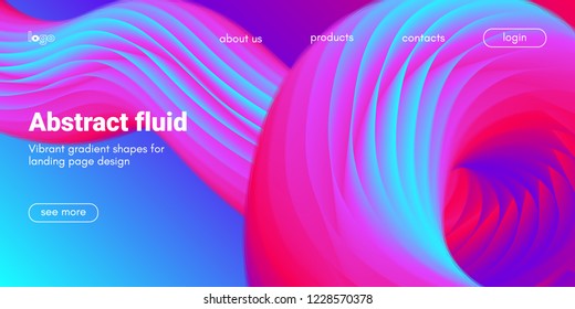 Futuristic Abstract Background. 3d Fluid Shape Illustration. Landing Page Abstract Template. Color Liquid Form Movement. Web Site Concept. Abstract Background with Vibrant Gradient and Light Effect.