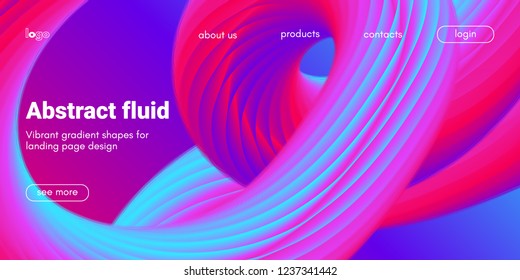 Futuristic Abstract Background. 3d Fluid Shape Illustration. Landing Page Abstract Template. Color Liquid Form Movement. Web Site Concept. Abstract Background with Vibrant Gradient and Light Effect.