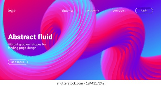 Futuristic Abstract Background. 3d Fluid Shape Illustration. Landing Page Abstract Template. Color Liquid Form Movement. Web Site Concept. Abstract Background with Vibrant Gradient and Light Effect.