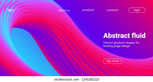 Futuristic Abstract Background. 3d Fluid Shape Illustration. Landing Page Abstract Template. Color Liquid Form Movement. Web Site Concept. Abstract Background with Vibrant Gradient and Light Effect.