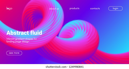 Futuristic Abstract Background. 3d Fluid Shape Illustration. Landing Page Abstract Template. Color Liquid Form Movement. Web Site Concept. Abstract Background with Vibrant Gradient and Light Effect.