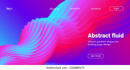 Futuristic Abstract Background. 3d Fluid Shape Illustration. Landing Page Abstract Template. Color Liquid Form Movement. Web Site Concept. Abstract Background with Vibrant Gradient and Light Effect.