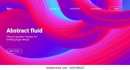 Futuristic Abstract Background. 3d Fluid Shape Illustration. Landing Page Abstract Template. Color Liquid Form Movement. Web Site Concept. Abstract Background with Vibrant Gradient and Light Effect.