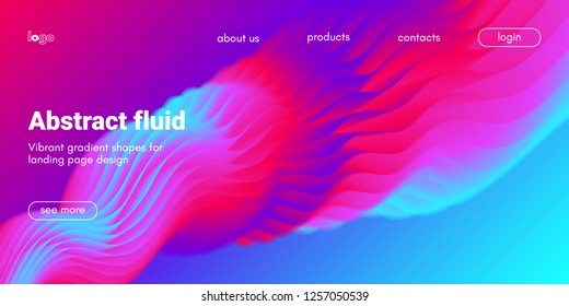 Futuristic Abstract Background. 3d Fluid Shape Illustration. Landing Page Abstract Template. Color Liquid Form Movement. Web Site Concept. Abstract Background with Vibrant Gradient and Light Effect.