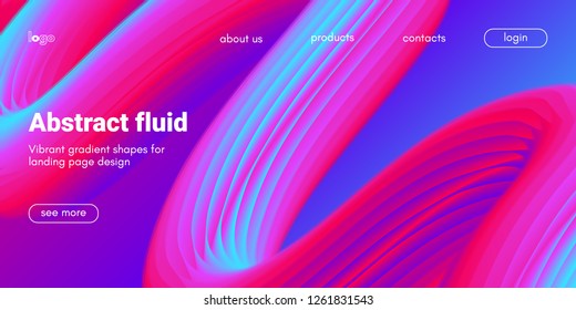 Futuristic Abstract Background. 3d Fluid Shape Illustration. Landing Page Abstract Template. Color Liquid Form Movement. Web Site Concept. Abstract Background with Vibrant Gradient and Light Effect.