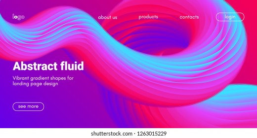 Futuristic Abstract Background. 3d Fluid Shape Illustration. Landing Page Abstract Template. Color Liquid Form Movement. Web Site Concept. Abstract Background with Vibrant Gradient and Light Effect.