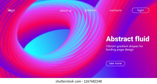 Futuristic Abstract Background. 3d Fluid Shape Illustration. Landing Page Abstract Template. Color Liquid Form Movement. Web Site Concept. Abstract Background with Vibrant Gradient and Light Effect.