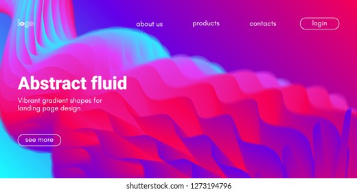 Futuristic Abstract Background. 3d Fluid Shape Illustration. Landing Page Abstract Template. Color Liquid Form Movement. Web Site Concept. Abstract Background with Vibrant Gradient and Light Effect.
