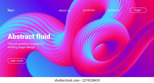 Futuristic Abstract Background. 3d Fluid Shape Illustration. Landing Page Abstract Template. Color Liquid Form Movement. Web Site Concept. Abstract Background with Vibrant Gradient and Light Effect.