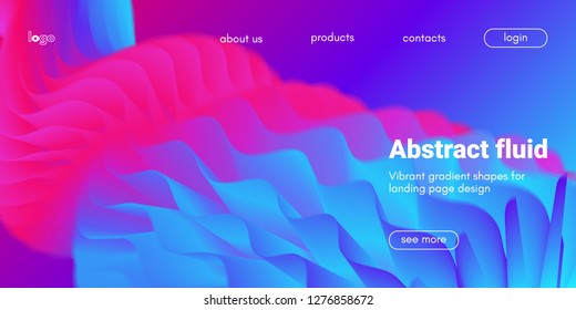 Futuristic Abstract Background. 3d Fluid Shape Illustration. Landing Page Abstract Template. Color Liquid Form Movement. Web Site Concept. Abstract Background with Vibrant Gradient and Light Effect.