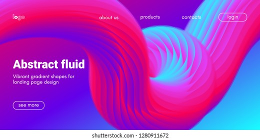 Futuristic Abstract Background. 3d Fluid Shape Illustration. Landing Page Abstract Template. Color Liquid Form Movement. Web Site Concept. Abstract Background with Vibrant Gradient and Light Effect.