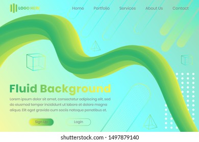 Futuristic Abstract Background. 3D Fluid Shape Illustration. Landing Page Abstract Template. Color Liquid Form Movement. Web Site Concept. Abstract Background with Vibrant Gradient and Light Effect.