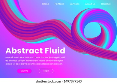 Futuristic Abstract Background. 3D Fluid Shape Illustration. Landing Page Abstract Template. Color Liquid Form Movement. Web Site Concept. Abstract Background with Vibrant Gradient and Light Effect.