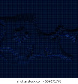 Futuristic Abstract Background. 3d Vector Illustration. Warp surface. Distortion. Fabric. Space surface. sci-fi backdrop. Dots and lines connections. Big data wireframe.
