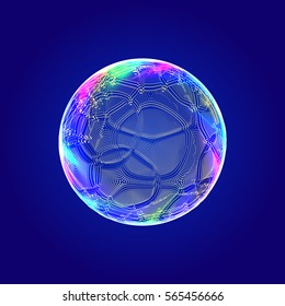 Futuristic Abstract Background. 3d Vector Illustration. Warp surface. Distortion. Fabric. Space surface. sci-fi backdrop. Big data wireframe.