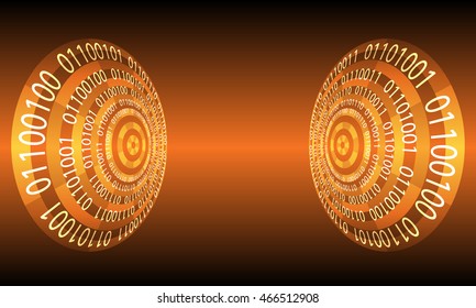 Futuristic abstract background with binary code and transparent circles