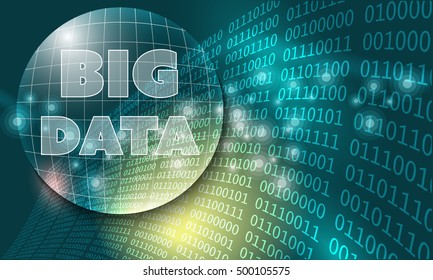 Futuristic abstract background and binary code and the words big data