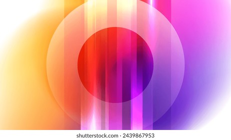 Futuristic abstract background with bright dynamic gradients, lights and circle shape. Blurred graphic template with vibrant colors. Vector illustration.