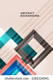 Futuristic abstract background with bright geometric shapes. Cover of technology business presentation. Vector illustration