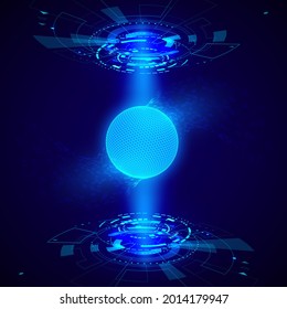 Futuristic abstract background. Circuit tree on sphere. Sci fi concept. Science and technology design element. Vector illustration