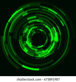 Futuristic abstract background; circular dynamic modern engineering science and technology concept.