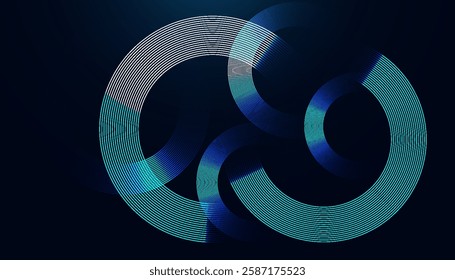 Futuristic Abstract Background with Circular Interconnected Cyan Lines on a Dark Gradient, Creating a Sleek, Minimal, and Modern Design for Business and Technology Branding