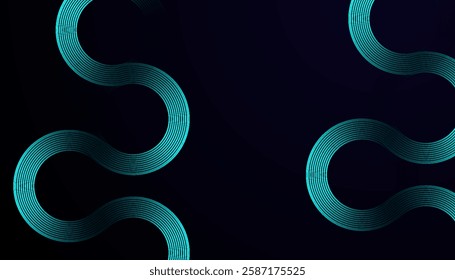 Futuristic Abstract Background with Circular Interconnected Cyan Lines on a Dark Gradient, Creating a Sleek, Minimal, and Modern Design for Business and Technology Branding