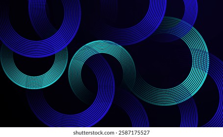 Futuristic Abstract Background with Circular Interconnected Cyan Lines on a Dark Gradient, Creating a Sleek, Minimal, and Modern Design for Business and Technology Branding