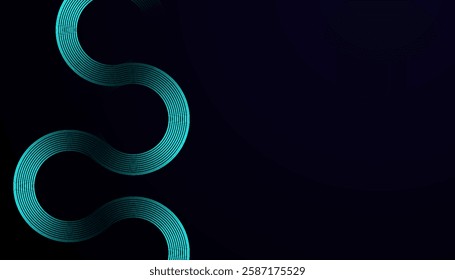 Futuristic Abstract Background with Circular Interconnected Cyan Lines on a Dark Gradient, Creating a Sleek, Minimal, and Modern Design for Business and Technology Branding